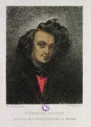 Autoportret w stroju „Hernani”, grawerowany przez H. Valentin