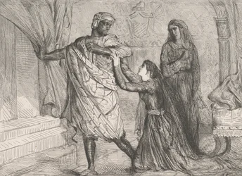 Away!: płyta 7 z Otella Act 3, scena 4, trawiona 1844, przedruk 1900.