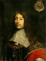Portret księcia Francois de la Rochefoucauld (1613-1680), francuskiego pisarza Obraz Theodore Chasseriau (1819-1856) XIX-wieczne słońce. 0,73x0,57 m²