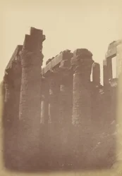 Zamknij widok na filary sali hipostylowej, Karnak