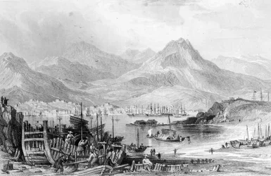 Hong-Kong z Kow-loon, grawerowane przez Samuela Fishera