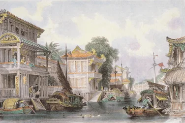 Scena na Kanale Horan w pobliżu Kantonu, ok. 1850