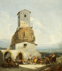 Widok we Włoszech (olej na panelu)