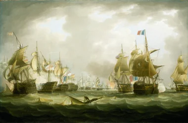 Bitwa pod Trafalgarem, 21 października 1805, początek akcji, początek XIX wieku (olej na płótnie)