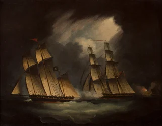 Pirat Lugger „Będzie patrzeć” (olej na płótnie)