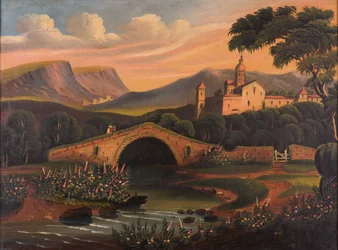 Scena włoska z mostem, 1840-1860