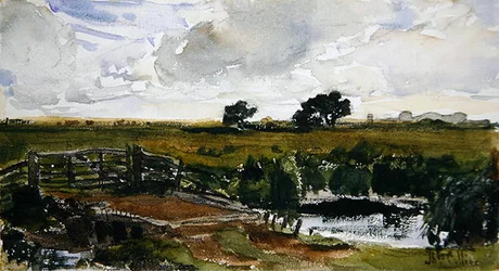 Łąka pod Arundel (akwarela na papierze)