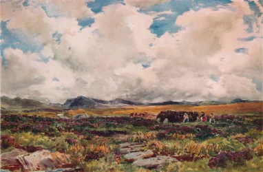Układanie torfu, Festiniog, Północna Walia, 1881