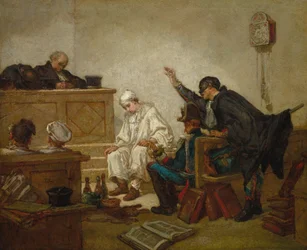 Pierrot przed sądem karnym, ok. 1864-70 (olej na drewnie)