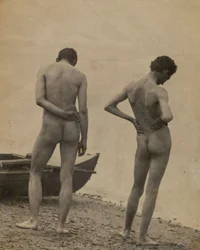 Thomas Eakins i John Laurie Wallace na plaży, 1883