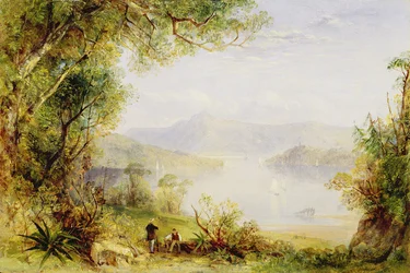 Widok na rzekę Hudson, ok. 1840-1845 (olej na panelu)