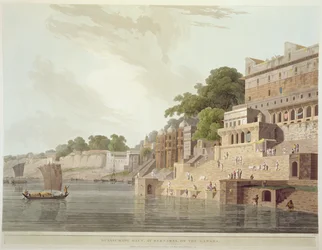 Dusasumade Gaut, w Benares nad Gangesem, z „Pejzaż orientalny: dwadzieścia cztery widoki w Hindoostanie”, 1796