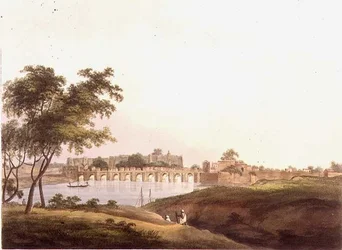 The Bridge at Juonpore, Bengal, rycina H. Merke (fl.1800-20) wyd. Edwarda Orme (1774-c.1820) 1804 (lito)