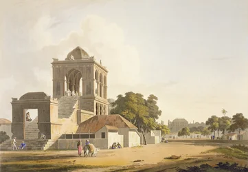 Widok w forcie, Madura, tablica 14 z części 2 "Pejzaż orientalny", rytowana przez artystę i Williama Daniella (1769-1837) 1797 (akwatinta)