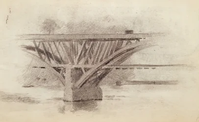Rysunek Girard Avenue BridgeVerso szkic wiosła, c. 1871.