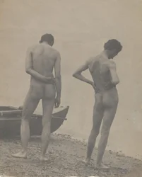Thomas Eakins i John Laurie Wallace na plaży, ca. 1883.