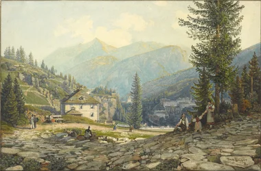 Widok na rezydencję arcyksięcia Johanna w gorących źródłach Gastein