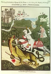 Św. Jerzy i smok, po oryginalnym obrazie w Kaplicy Trójcy w Stratford Upon Avon, Warwickshire, 1804