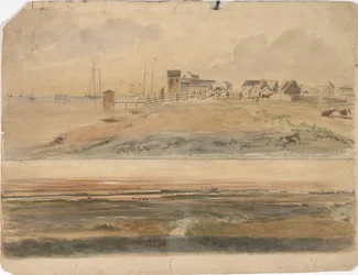 Indianola, Teksas i Indianola z Lavaca Point w oddali, 16 maja 1852 (akwarela na papierze)