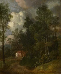 Zalesiony pejzaż z postaciami przy domu, ok.1752