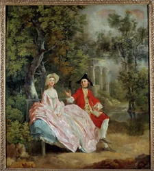 Rozmowa w parku: Thomas Gainsborough i jego żona Margaret Obraz Thomasa Gainsborough (1727-1788) 1746 nd. 0,73 x 0,68 m - Rozmowa w parku: Thomas Gainsborough i jego narzeczona Margaret. Obraz Thomasa Gainsborough (1727-1788)