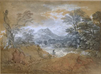Krajobraz z drogą na skraju lasu, 1760-1765