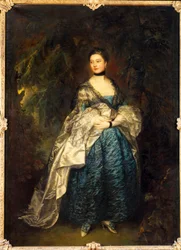 Portret u stóp Lady Gertrude Alston (1732-1807) Obraz Thomasa Gainsborough (1727-1788) XVIII-wieczne Słońce. 2,28x1,66 m²