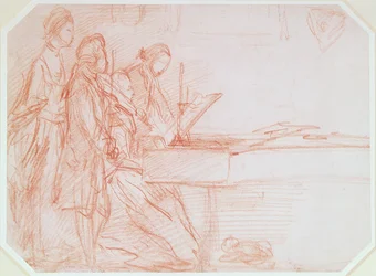 Studium do portretu grupowego partii muzycznej, ok. 1770 (czerwona kreda na papierze)