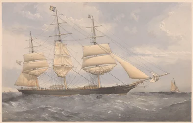 Kliper Norman Court, ok. 1868-74 (litografia barwna, grafit)