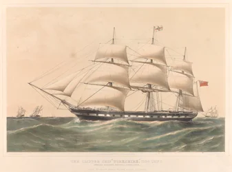Kliper Yorkshire 1100 ton, ok. 1857-60 (litografia kolorowana)