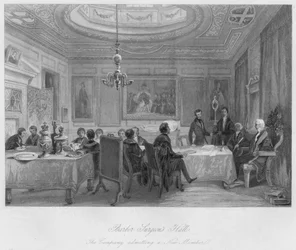 Sala Chirurgów Fryzjerskich. Spółka przyjmująca nowego członka, ok. 1841 r.