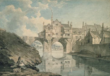 Elvet Bridge, Durham, XVIII w. (toaleta i ołówek na papierze)