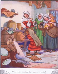 A nawet zepsuł kobiece czaty (kolorowa litografia)