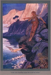 Fritz stał na szczycie skał (kolorowa litografia)