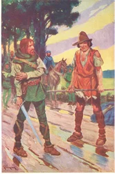 "Nie ja" - odparł żebrak. "Walka nie była moim wyborem". (kolorowa litografia)