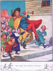 Wybiegły dzieci (kolorowa litografia)