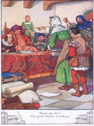 "Pobudka panowie! Dajcie swoim mózgom popalić". (kolorowa litografia)
