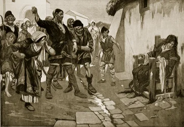 Cucking-stool w czasach normańskich, ilustracja z "Hutchinson