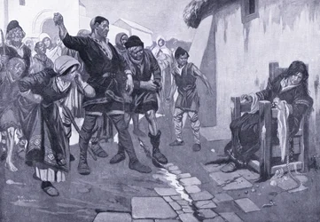 Stołek rogacza w czasach normańskich (litografia)