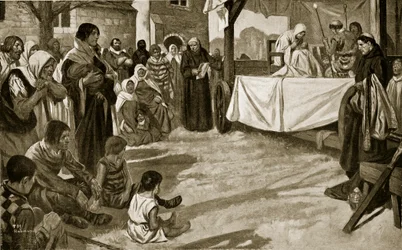 Przedstawienie wczesnej sztuki tajemniczej, ilustracja z "Hutchinson