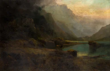 Highland Loch z Jeleniem