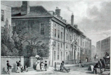 Widok Sali Złotniczej od strony Foster Lane, ok. 1827 (rycina)