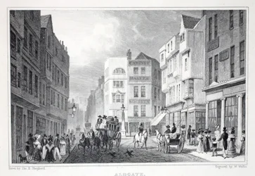 Aldgate, z pubu „Londyn i jego okolice w XIX wieku”. Jones und Co., 1827-1829