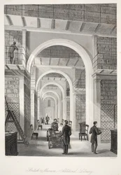 British Museum, Dodatkowa Biblioteka, z pubu „London Interiors withich Costumes and Ceremonies”. Joseph Mead, Londyn, c.1843 (rycina stalowa)