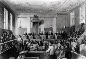 Central Criminal Court, The Old Bailey, wyryty przez H. Melville