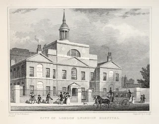 City of London Leżąc w szpitalu, z pubu „Londyn i jego okolice w XIX wieku”. Jones und Co., 1827-1829