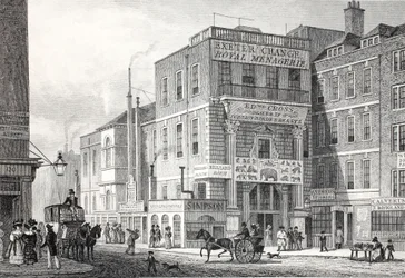 Exeter Change, Strand, z pubu „Londyn i okolice w XIX wieku”. Jones und Co., 1827-1829