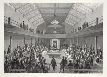 Izba Gmin, z pubu „London Interiors withich Costumes and Ceremonies”. Joseph Mead, Londyn, c.1843 (rycina stalowa)