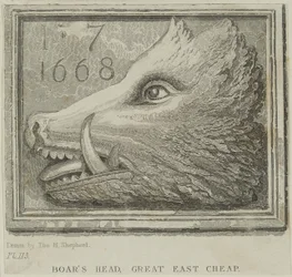 Znak karczmy z Tawerny Boars Head w Eastcheap, ok. 1850 r.