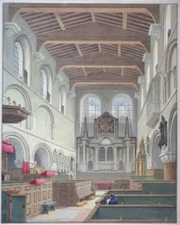 Widok wnętrza kościoła św Bartłomieja Wielkiego, Smithfield, City of London, 1821.